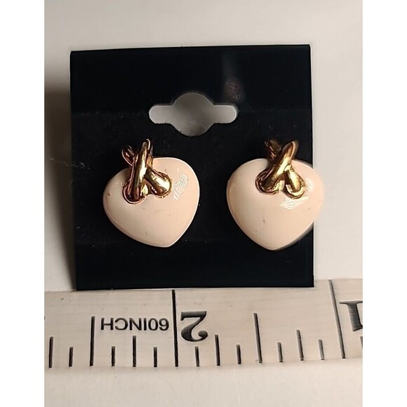 Vintage Ivory & Goldtone Necklace & Matching Heart Earring Set Classy valentines - Picture 5 of 8